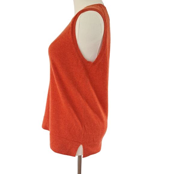 PURE COLLECTION Cashmere Knitted Tank Size 6 Sleeveless Sweater Burnt Orange - Picture 3 of 9
